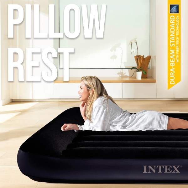 Colchão insuflável de solteiro INTEX com cabeceira | Distria