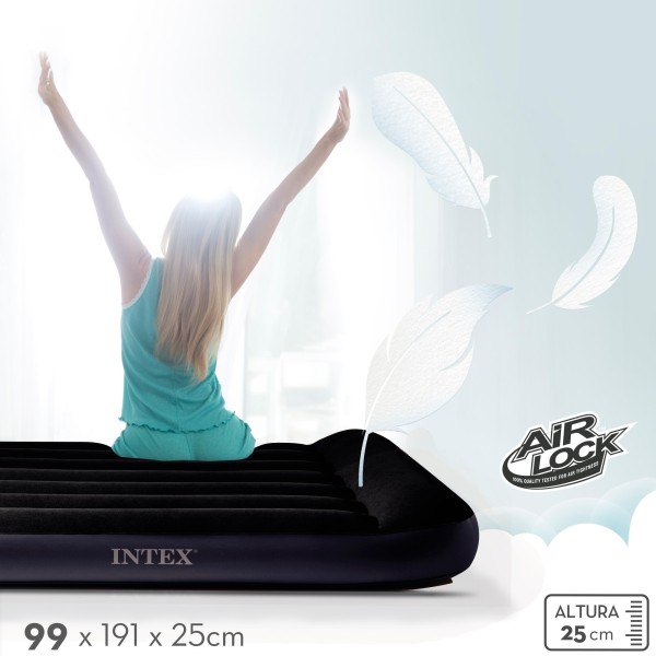 Colchão insuflável de solteiro INTEX com cabeceira | Distria