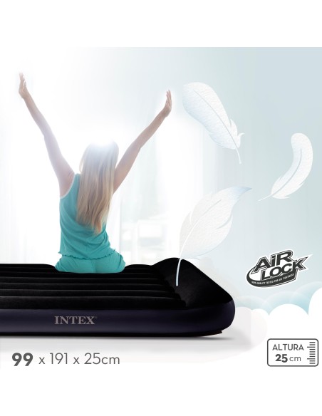 Colchão insuflável de solteiro INTEX com cabeceira | Distria