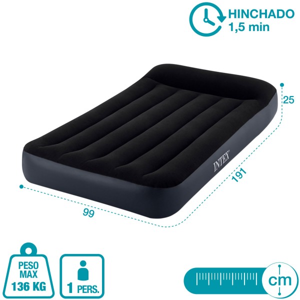 Colchão insuflável de solteiro INTEX com cabeceira | Distria