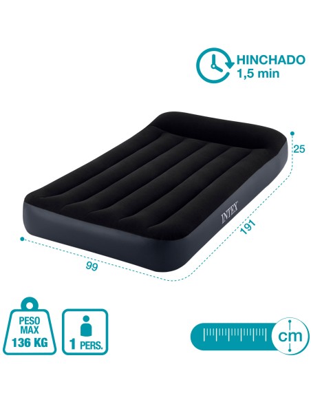 Colchão insuflável de solteiro INTEX com cabeceira | Distria