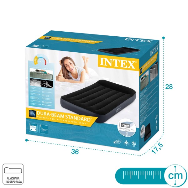 Colchão insuflável de solteiro INTEX com cabeceira | Distria