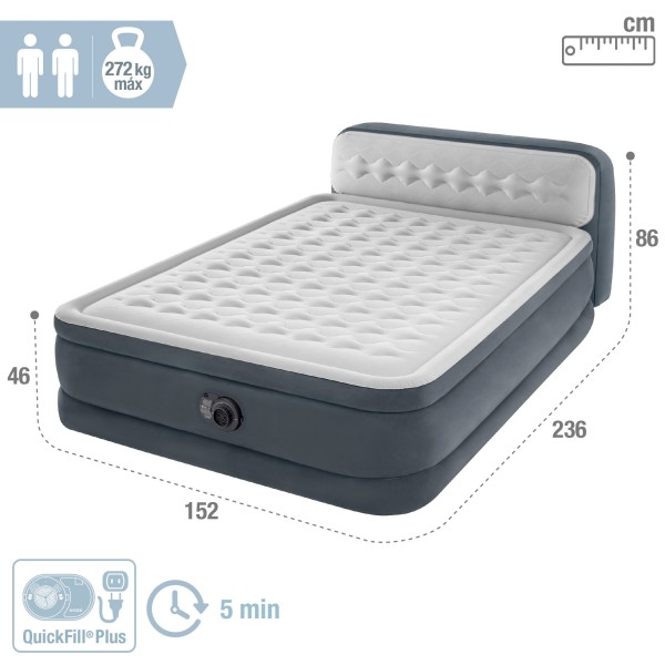 Cama inflável casal com cabeceira | Distrito