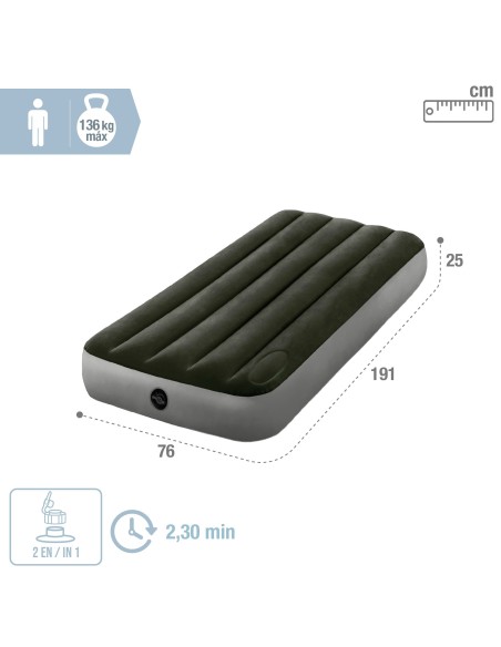 Colchão insuflável individual INTEX com bomba de pé | Distria