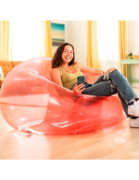 Poltrona inflável individual rosa transparente INTEX | Distria