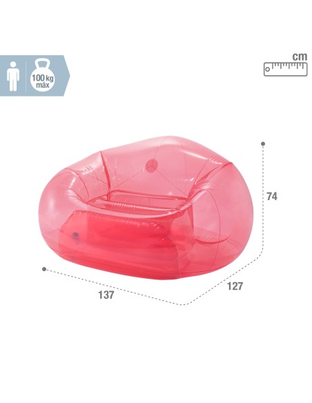 Poltrona inflável individual rosa transparente INTEX | Distria