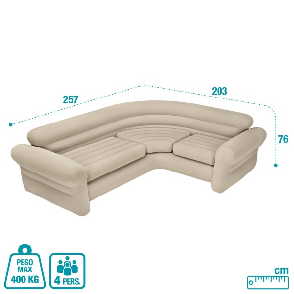 Sofá insuflável de canto INTEX | Mobília insuflável
