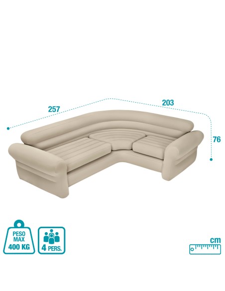 Sofá insuflável de canto INTEX | Mobília insuflável