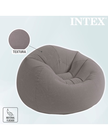 Sofá insuflável INTEX Beanless cinzento | Mobília insuflável