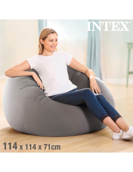 Sofá insuflável INTEX Beanless cinzento | Mobília insuflável