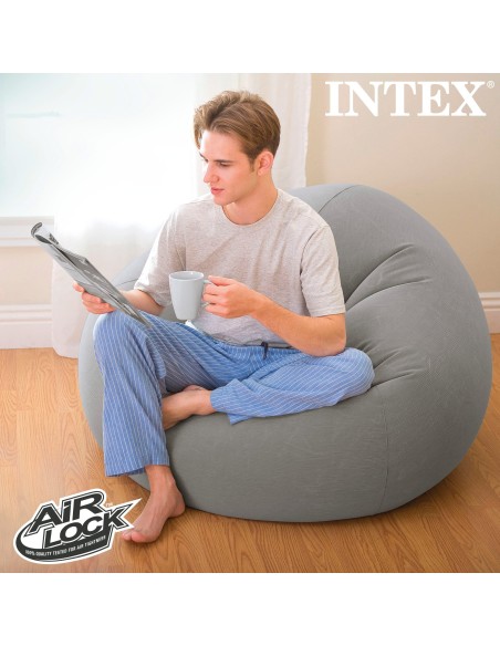 Sofá insuflável INTEX Beanless cinzento | Mobília insuflável