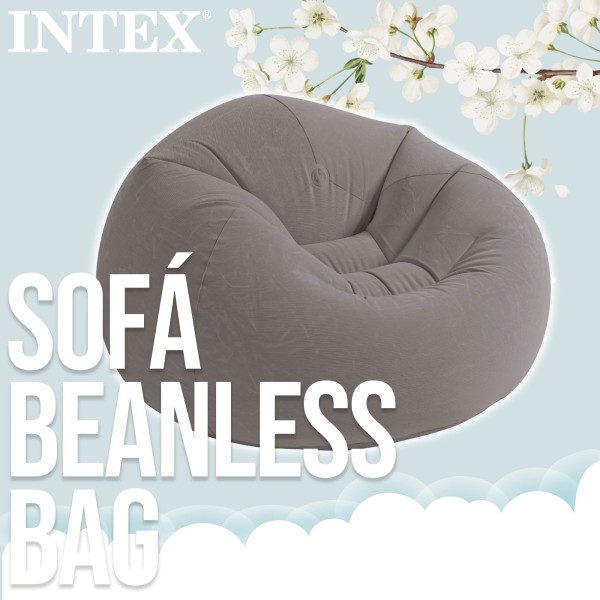 Sofá insuflável INTEX Beanless cinzento | Mobília insuflável