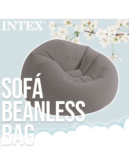 Sofá insuflável INTEX Beanless cinzento | Mobília insuflável