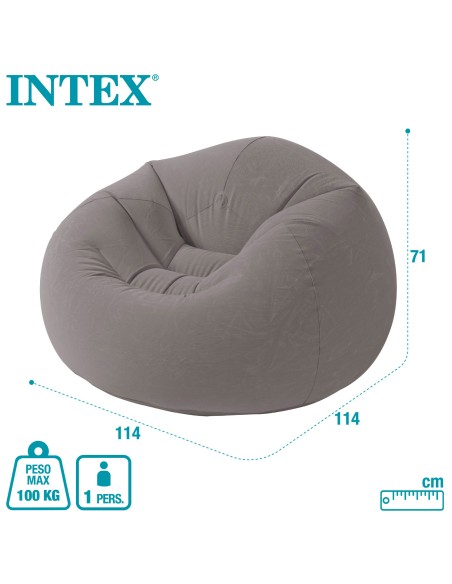 Sofá insuflável INTEX Beanless cinzento | Mobília insuflável
