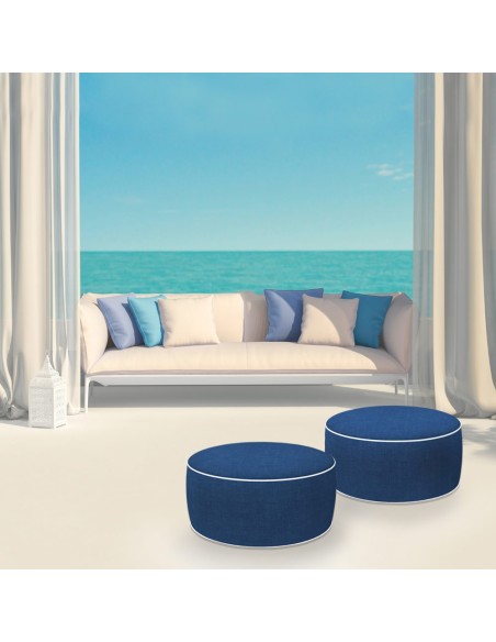 Pufs inflável tecido jeans-Decoração Jardim| Distria