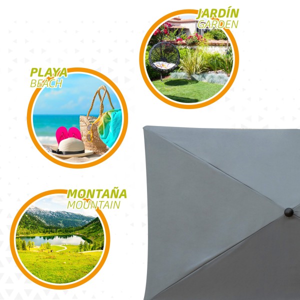 Guarda-sol retangular cinza | Distria