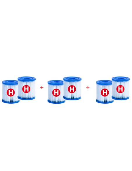 Pack 6 filtros Tipo H para bombas de filtragem\ Acessórios piscinas