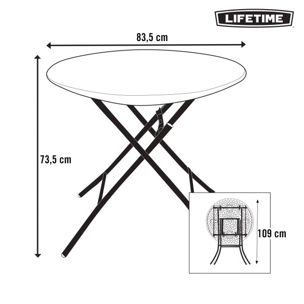 Mesa dobrável redonda Lifetime | Distria.com