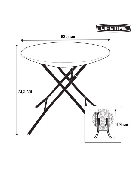 Mesa dobrável redonda Lifetime | Distria.com