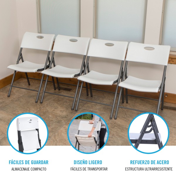 Pack 4 cadeiras dobráveis brancas Lifetime | Distria