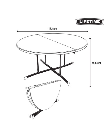 Mesa redonda dobrável 8 pessoas Lifetime | Distria