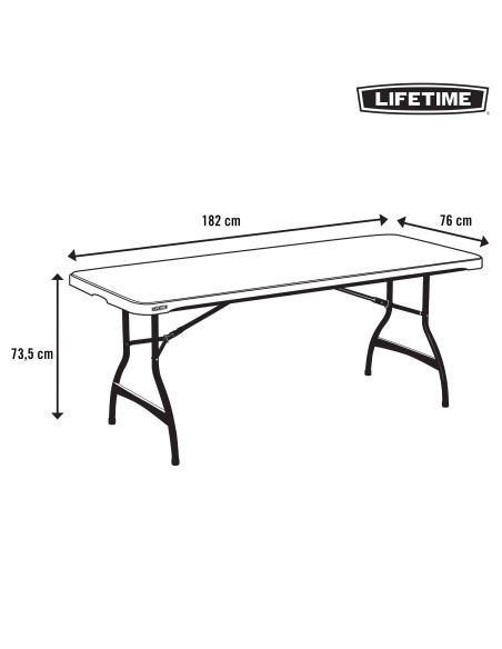 Mesa retangular dobrável preta Lifetime | Mesas Dobráveis