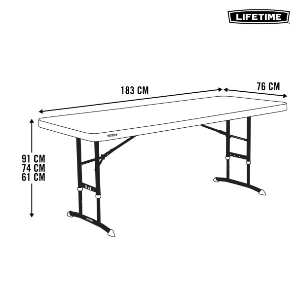 Mesa ajustável em altura até 91 cm Lifetime | Distria