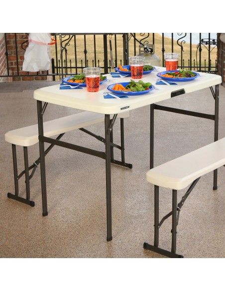 Conjunto piquenique dobrável Lifetime mesa e 2 bancos | Distria
