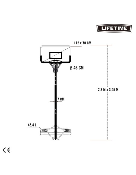 Cesta de basquete portátil LIFETIME | Distria