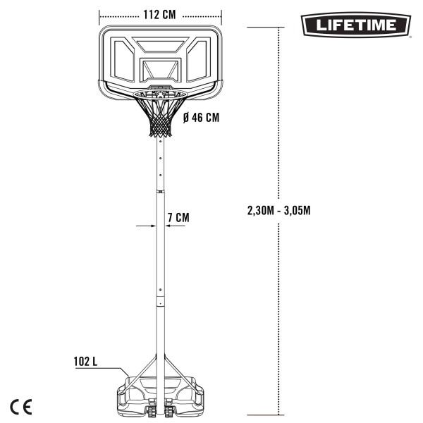 Cesta de basquete portátil LIFETIME | Distria
