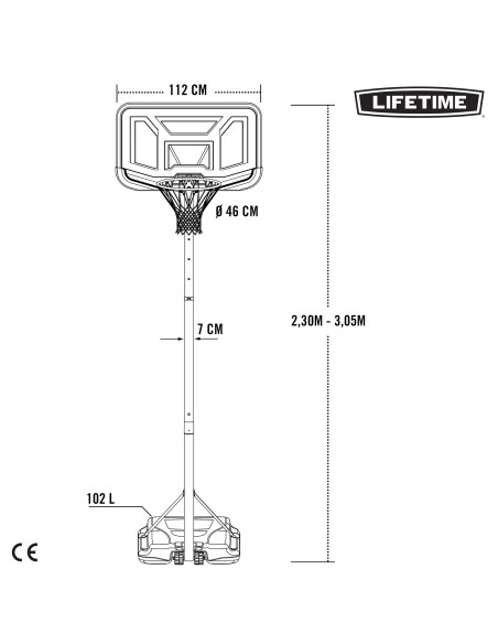 Cesta de basquete portátil LIFETIME | Distria