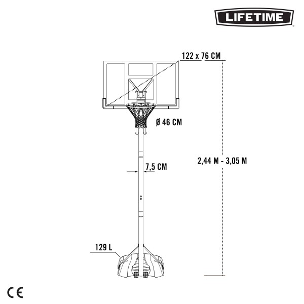 Tabela basquetebol portátil 244/305 | Distria