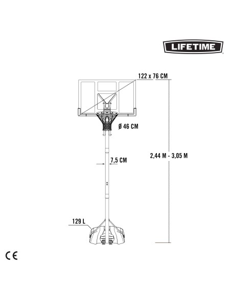 Tabela basquetebol portátil 244/305 | Distria