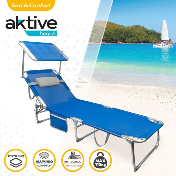Espreguiçadeira de praia dobrável com guarda-sol | Distria