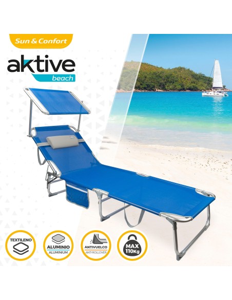 Espreguiçadeira de praia dobrável com guarda-sol | Distria