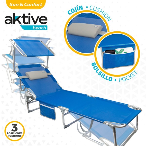 Espreguiçadeira de praia dobrável com guarda-sol | Distria
