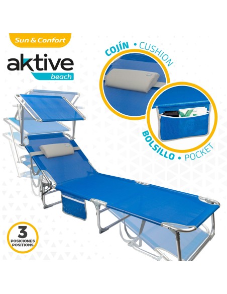 Espreguiçadeira de praia dobrável com guarda-sol | Distria