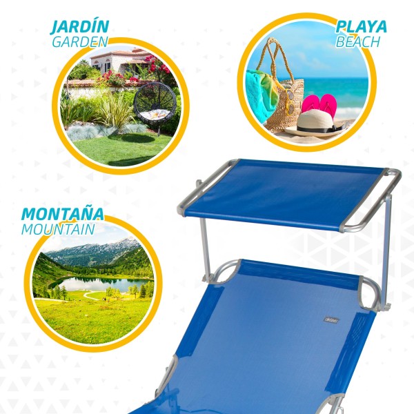 Espreguiçadeira de praia dobrável com guarda-sol | Distria