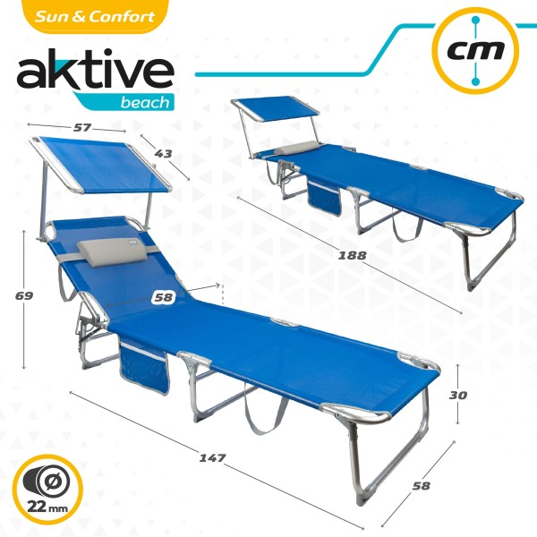 Espreguiçadeira de praia dobrável com guarda-sol | Distria