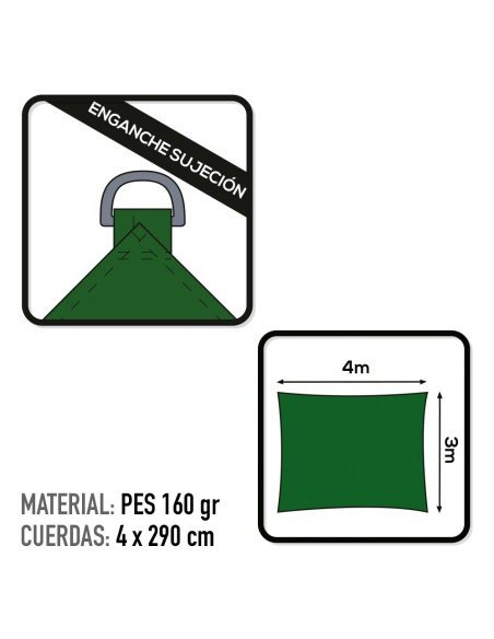 Tom de vela retangular verde | Distria