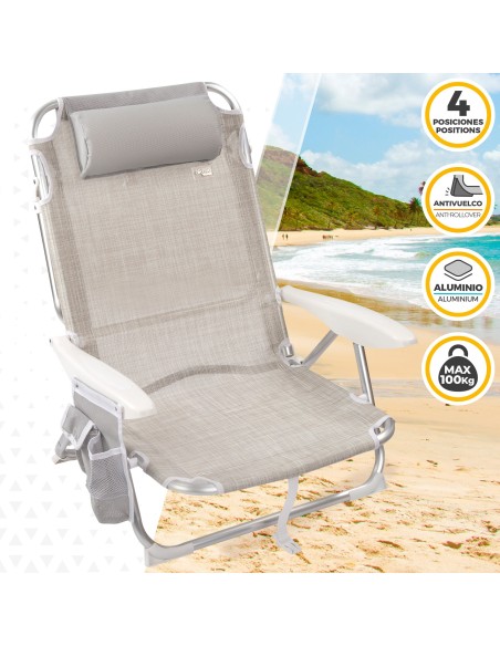 Cadeira dobrável multi-posições-Cadeiras de Praia Bege | Distria
