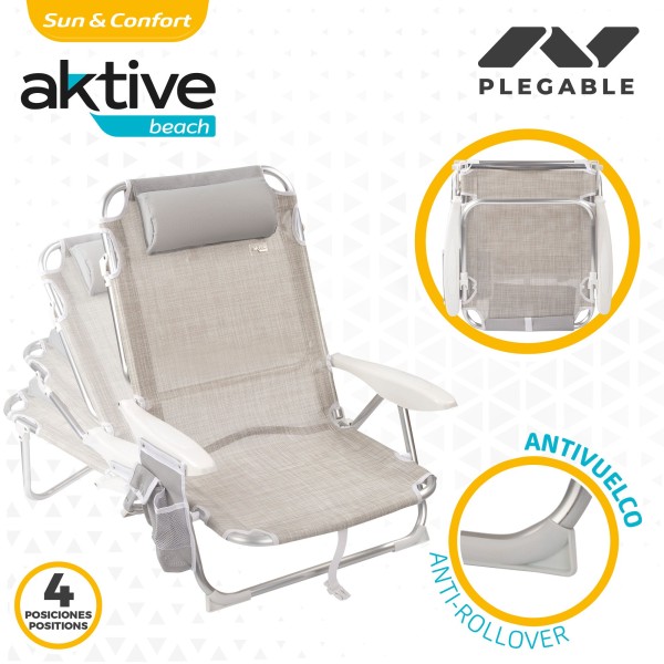 Cadeira dobrável multi-posições-Cadeiras de Praia Bege | Distria