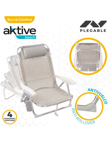 Cadeira dobrável multi-posições-Cadeiras de Praia Bege | Distria