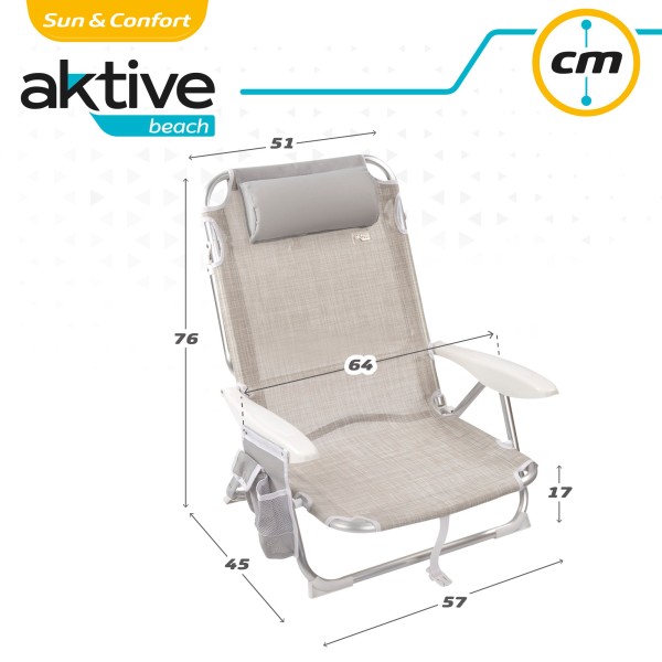 Cadeira dobrável multi-posições-Cadeiras de Praia Bege | Distria