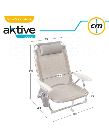 Cadeira dobrável multi-posições-Cadeiras de Praia Bege | Distria