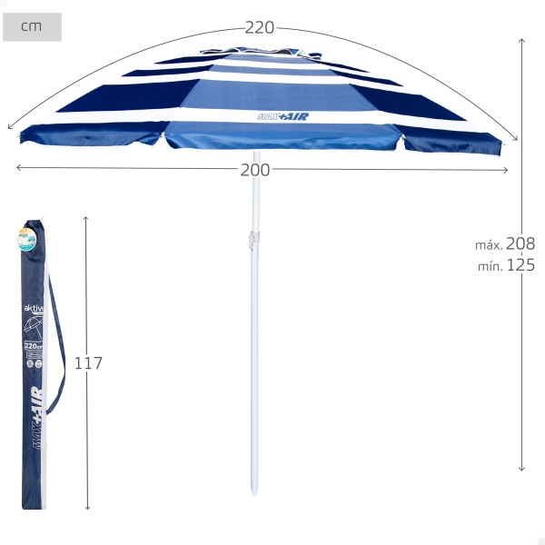 Guarda-sol grande Max Air Ø200 cm riscas | Distria