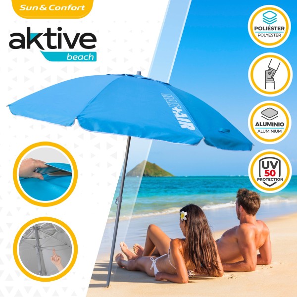 Grande Guarda-sol de Praia Max Air 2.2m Inclinável Azul | Distria