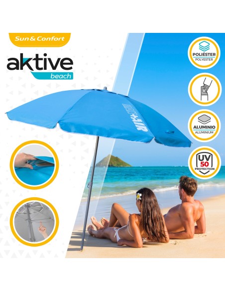 Grande Guarda-sol de Praia Max Air 2.2m Inclinável Azul | Distria
