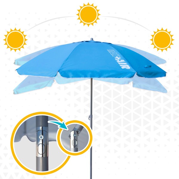 Grande Guarda-sol de Praia Max Air 2.2m Inclinável Azul | Distria