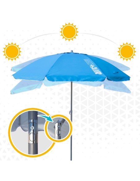 Grande Guarda-sol de Praia Max Air 2.2m Inclinável Azul | Distria